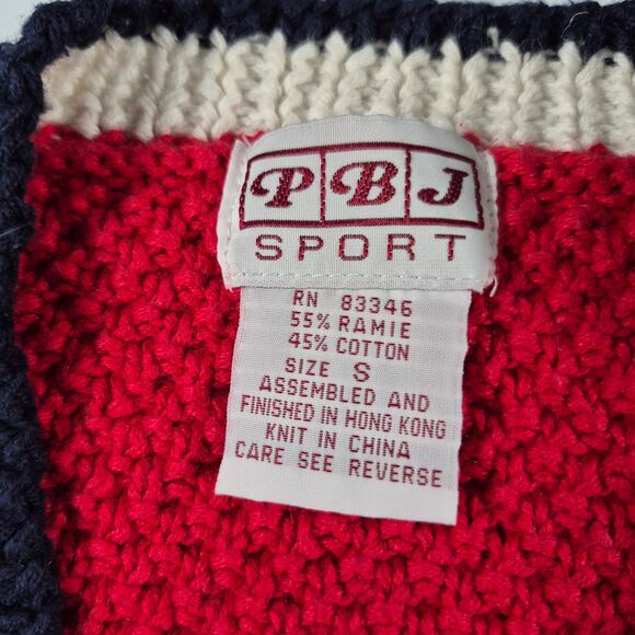 PBJ Red White Blue Tennis Theme Vintage Sweater Vest Women's Small - Picture 3 of 3
